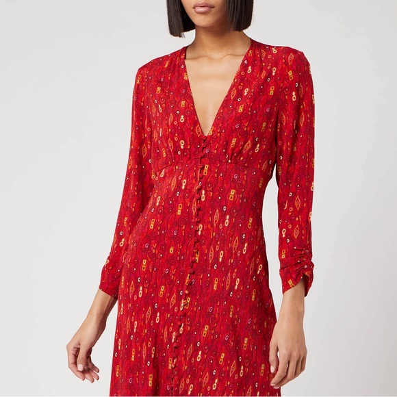 RIXO Dresses Rixo Katie Klkmt Eye Wave Longsleeve Midi Dress Poshmark